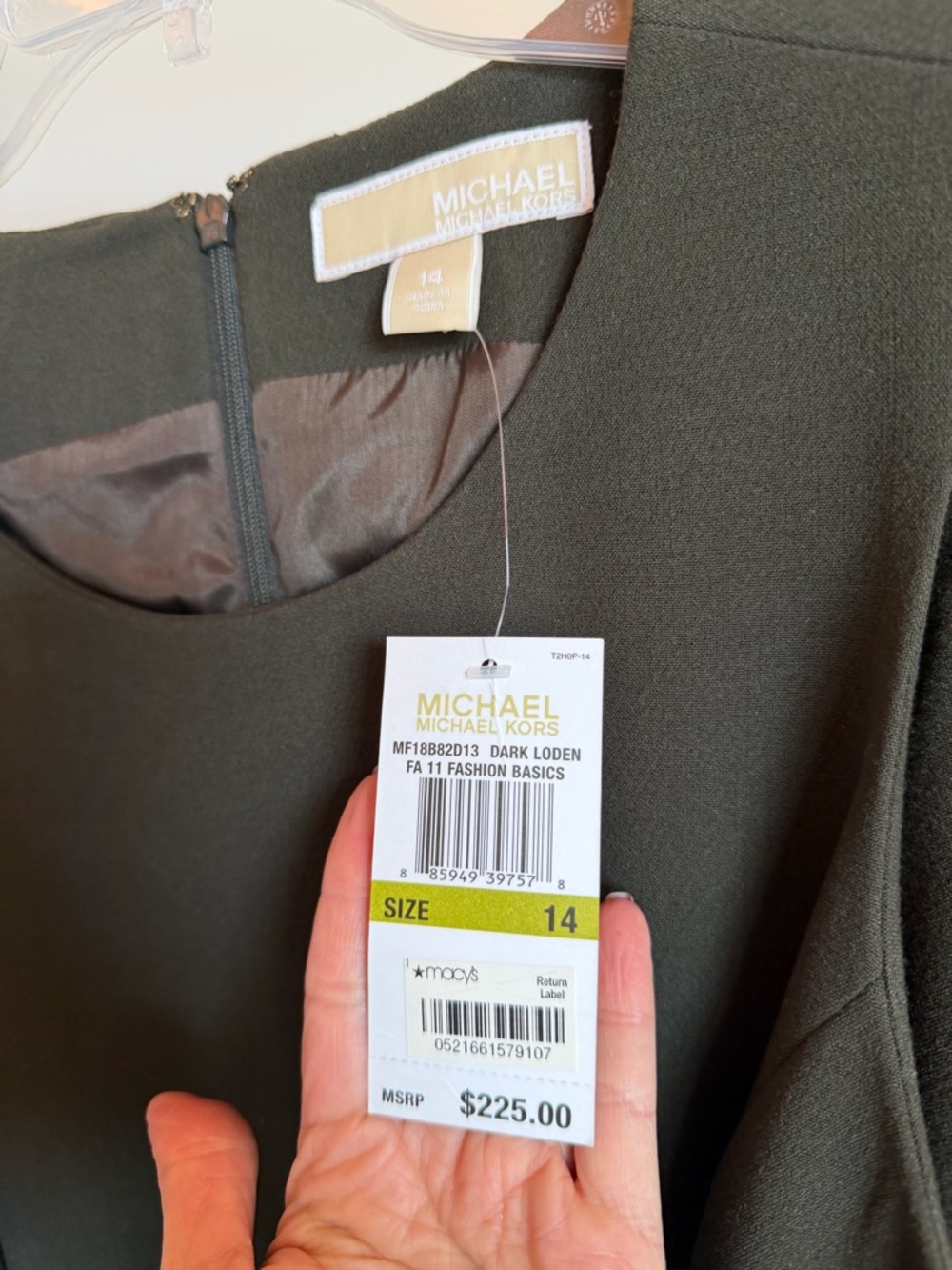 MICHAEL Michael Kors Olive Green Sleeveless Dress